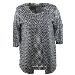   Dupla elejű, környakú, 3/4-es ujjú, apró csillogós mintás viszkóz anyagú alkalmi tunika- sötétkék- szürke