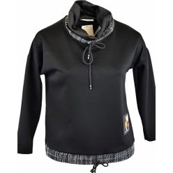   Egyszínű, vastagabb puntó anyagból készült, garbós nyakú, hosszú ujjú, fiatalos olasz felsőrész- fekete