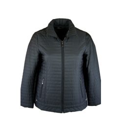   Steppelt, egyszínű, cipzáras, galléros, béléses, csípőig érő fazonú, fiatalos steppelt olasz dzseki, cipzáras zsebekkel- fekete