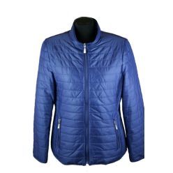   Álló nyakú, steppelt, egyszínű, cipzáras, béléses, csípőig érő fazonú, fiatalos steppelt olasz dzseki, cipzáras zsebekkel- kék