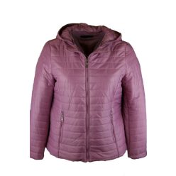   Steppelt, egyszínű, cipzáras,  kapucnis, béléses, rövid fazonú, fiatalos steppelt olasz dzseki, cipzáras zsebekkel- mályva