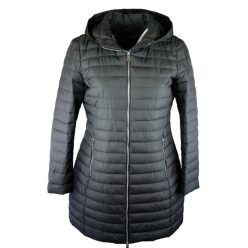   Hosszított karcsúsított fazonú, steppelt, egyszínű, cipzáras, béléses, fiatalos steppelt olasz dzseki, cipzáras zsebekkel- fekete