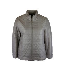   Álló nyakú, steppelt, egyszínű, cipzáras, béléses, csípőig érő fazonú, fiatalos steppelt olasz dzseki, cipzáras zsebekkel- mogyoró barna