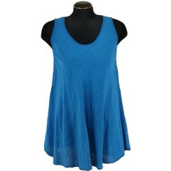   Egyszínű, "A"-vonalú fazonú, géz, ujjatlan felsőrész- királykék