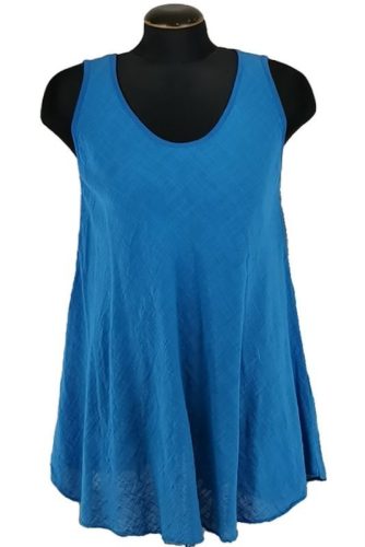 Egyszínű, "A"-vonalú fazonú, géz, ujjatlan felsőrész- királykék