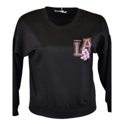 Fiatalos passzé aljú és ujjú pulóver- fekete