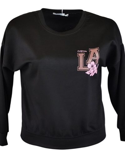 Fiatalos passzé aljú és ujjú pulóver- fekete