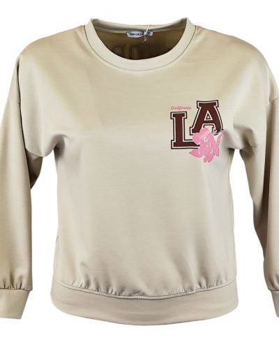 Fiatalos passzé aljú és ujjú pulóver- drapp