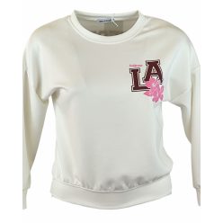 Fiatalos passzé aljú és ujjú pulóver- krémfehér