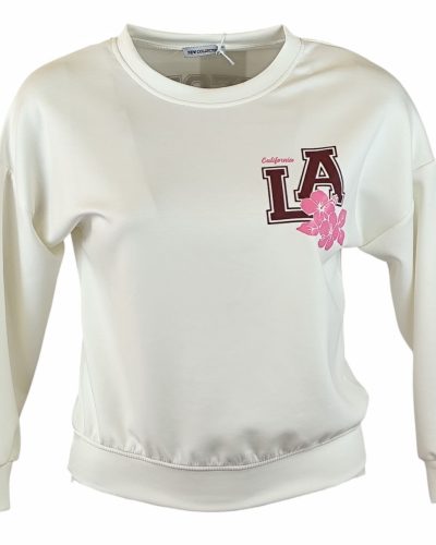 Fiatalos passzé aljú és ujjú pulóver- krémfehér