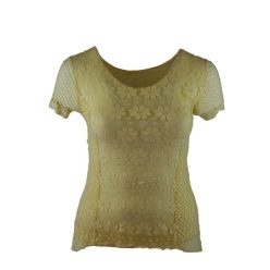   Csipke elejű, rövidujjú, környakú olasz felső- sárga szín