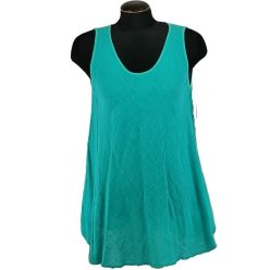   Egyszínű, "A"-vonalú fazonú, géz, ujjatlan felsőrész- türkíz zöld