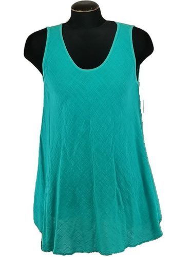 Egyszínű, "A"-vonalú fazonú, géz, ujjatlan felsőrész- türkíz zöld