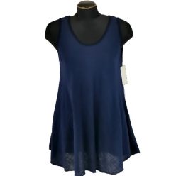   Egyszínű, "A"-vonalú fazonú, géz, ujjatlan felsőrész- sötétkék