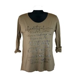   Írásos elejű, hosszú ujjú, környakú, fiatalos olasz felső- mogyoró barana