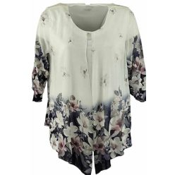   Maggi muszlin 3/4-es muszlin ujjú, lengyel alkalmi felső, nyitott kabátka fazonú, ék aljú- kém szín, sötétkék, púder