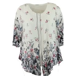   Maggi muszlin 3/4-es muszlin ujjú, lengyel alkalmi felső, nyitott kabátka fazonú, ék aljú- kém szín, sötétkék, rózsaszín