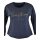 Arany feliratos elejű, hátul sima egyszínű, vastagabb pamut anyagból készült, karcsúsított, hosszú ujjú, környakú, fiatalos olasz felsőrész- sötétkék