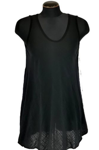 Egyszínű, "A"-vonalú fazonú, géz, ujjatlan felsőrész- fekete