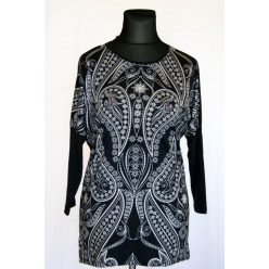   Lily amőba mintás elejű, vastagabb pamut anyagból készült, hosszú ujjú, környakú, felső- sötét kékes szürke