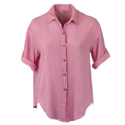   Rövidebb fazonú, gombos, galléros, rövid ujjú, bő molett fazonú, olasz ingblúz- rózsaszín