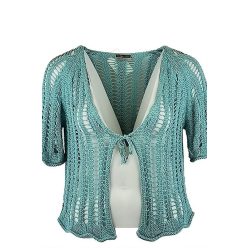 Horgolt csipkés 3/4-es ujjú  boleró- világos zöld