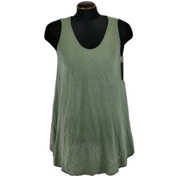   Egyszínű, "A"-vonalú fazonú, géz, ujjatlan felsőrész- keki zöld