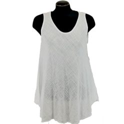   Egyszínű, "A"-vonalú fazonú, géz, ujjatlan felsőrész- fehér