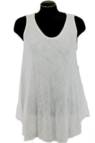 Egyszínű, "A"-vonalú fazonú, géz, ujjatlan felsőrész- fehér