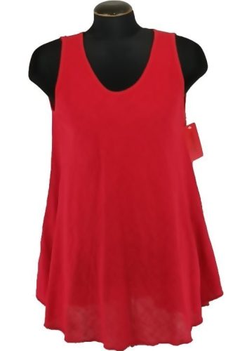 Egyszínű, "A"-vonalú fazonú, géz, ujjatlan felsőrész- piros